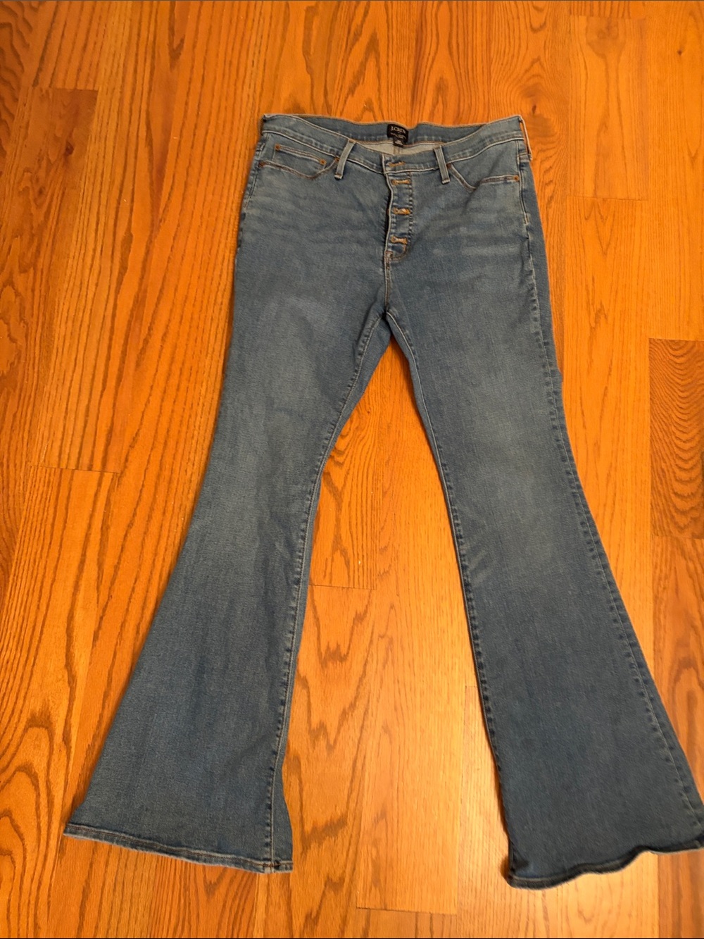 J. Crew Medium Blue Flare Jeans with Button-Fly